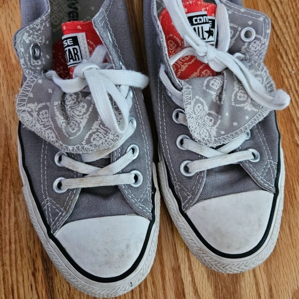 Converse Gray and White  Double Tongue Sneakers